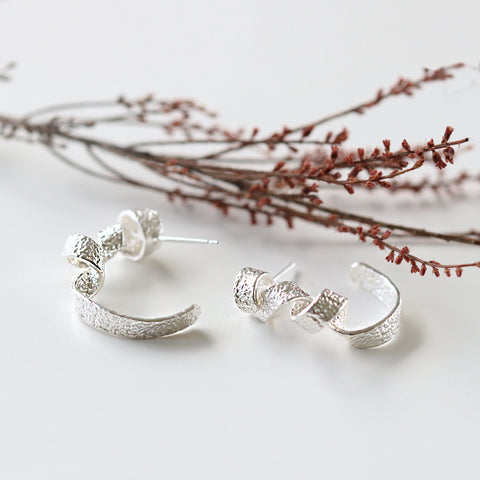 Textured Spiral earrings - L