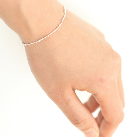 Small 5 Silver Ball Chain Bracelet