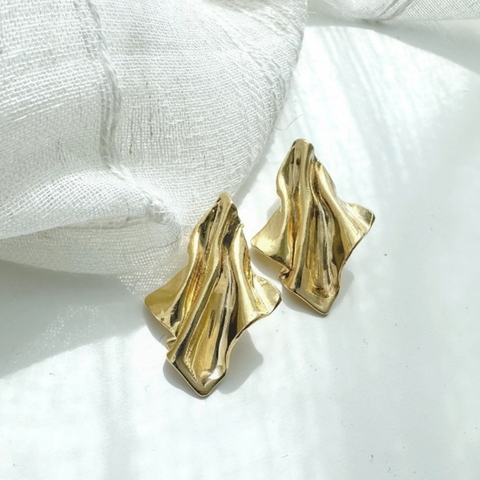 Gold Bold Wave Sculpture Earrings