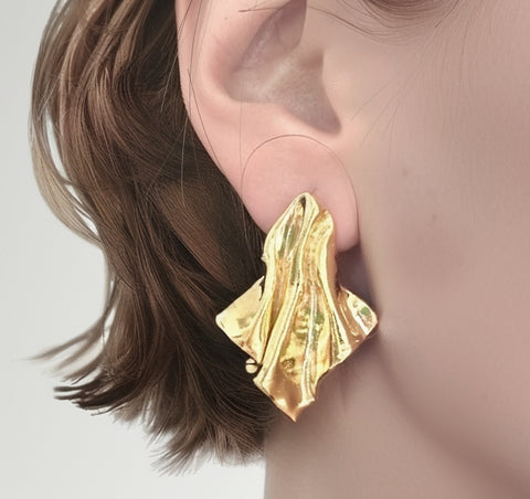 Gold Bold Wave Sculpture Earrings