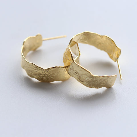 Gold Textured Big Hoop Earrings