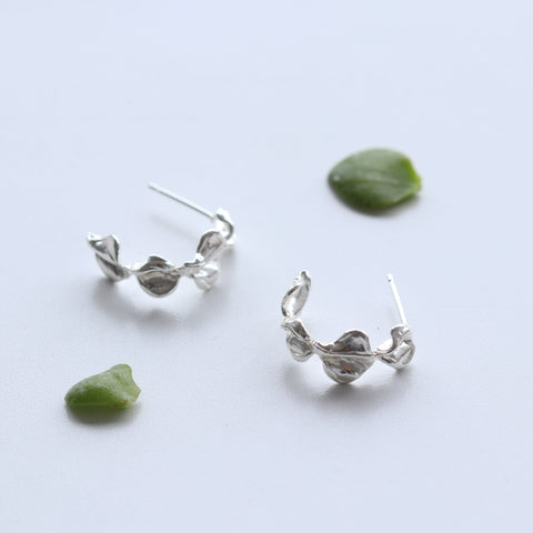 Petite Leaf Hoop Earrings - Small