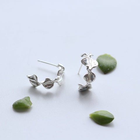 Petite Leaf Hoop Earrings - Small