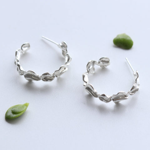 Petite Leaf Hoop Earrings