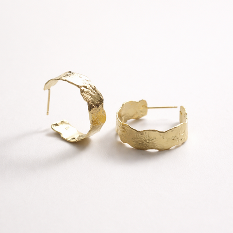Gold Textured Big Hoop Earrings