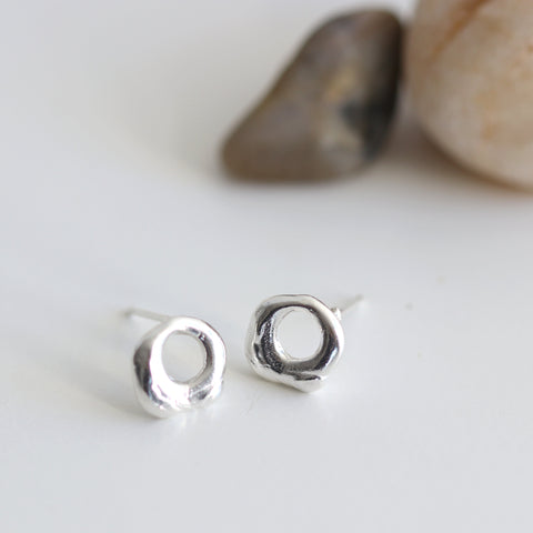 Mini Organic Circle Earrings