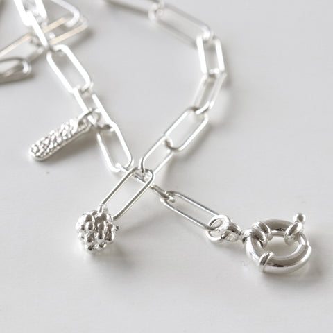 Linked Chain Necklace with Double Charms