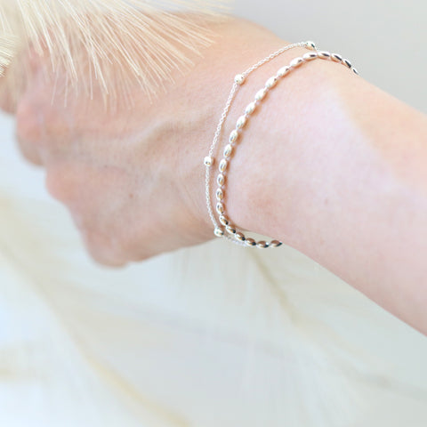 Oval Silver Ball Bracelet