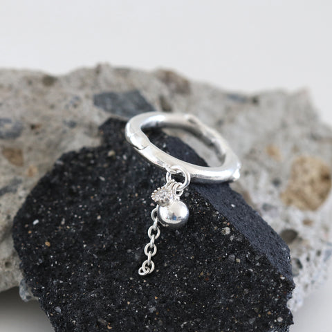 Silver Ball Multi Charm Ring