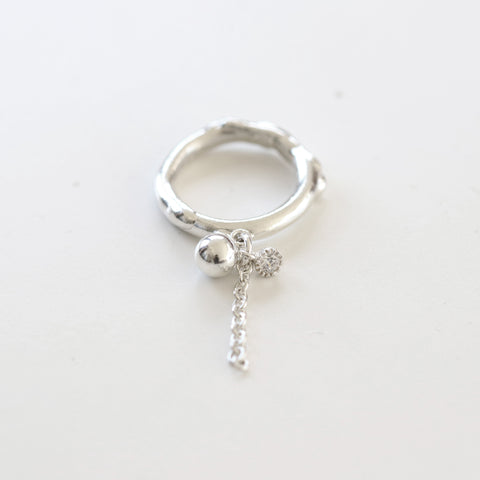 Silver Ball Multi Charm Ring