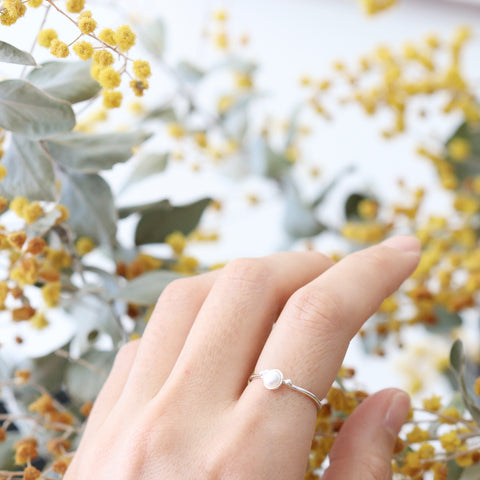 Petite Pearl Charm Ring