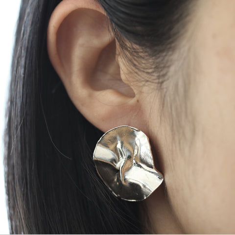 Crumpled Circle Earrings