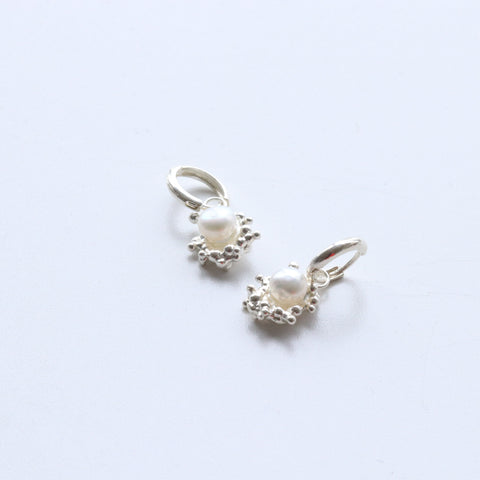 Silver Bubble Pearl Earring Charms