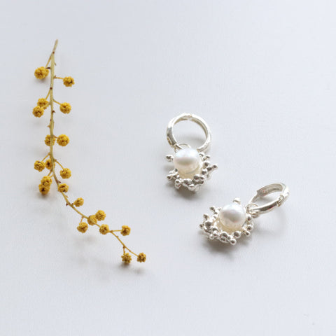 Silver Bubble Pearl Earring Charms