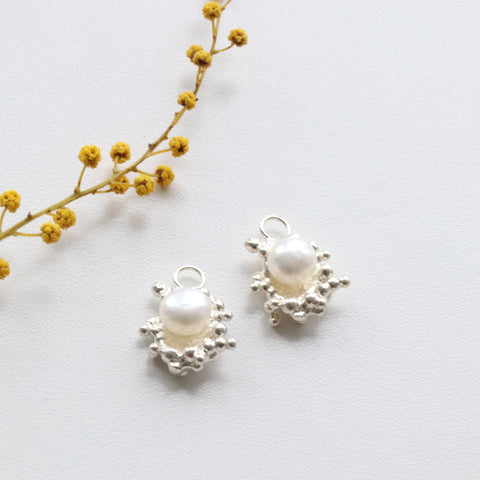 Silver Bubble Pearl Earring Charms