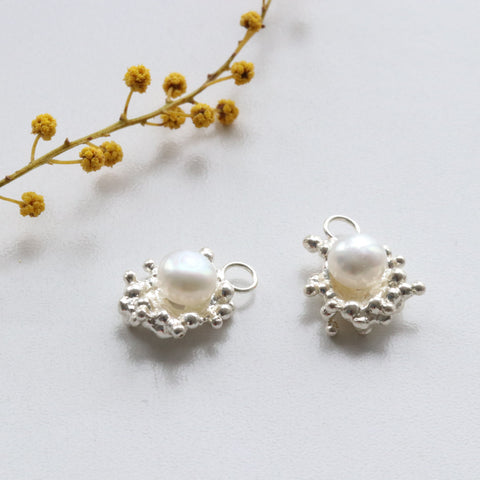 Silver Bubble Pearl Earring Charms