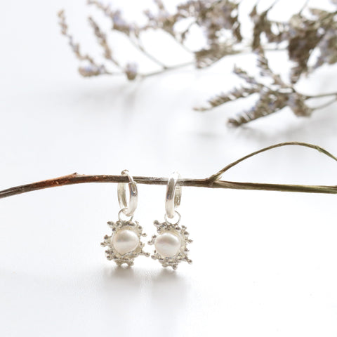 Silver Bubble Pearl Earring Charms