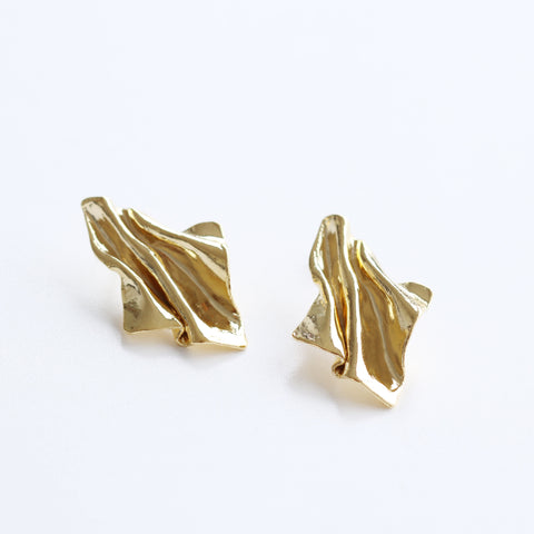 Gold Bold Wave Sculpture Earrings