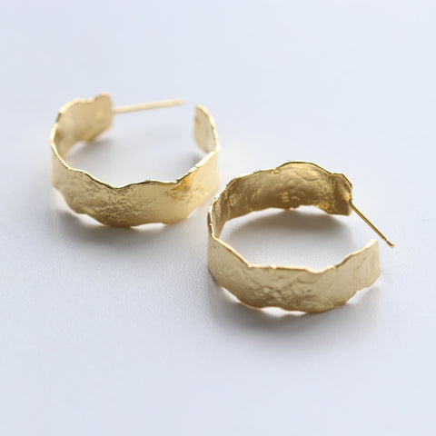 Gold Textured Big Hoop Earrings