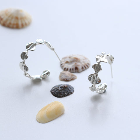 Petite Leaf Hoop Earrings