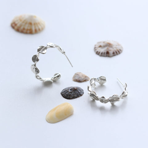 Petite Leaf Hoop Earrings