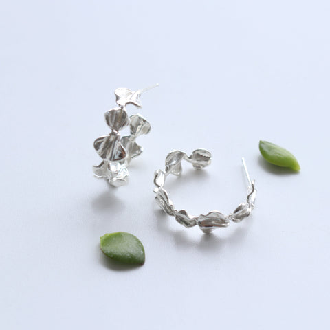 Petite Leaf Hoop Earrings