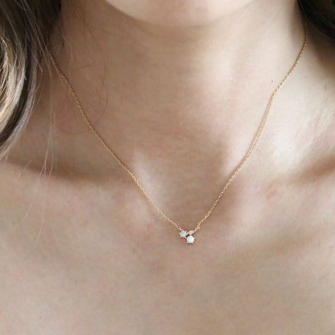 Opal & Cubic Together Necklace -  Gold