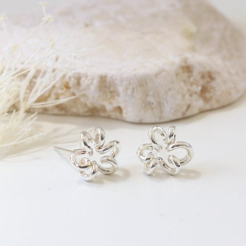 Dainty Flower String Stud Earrings