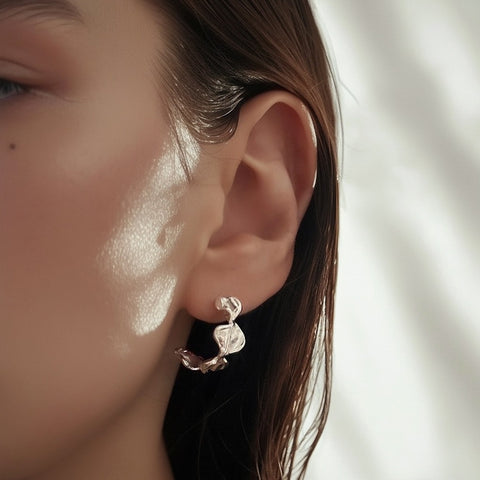 Petite Leaf Hoop Earrings  - Small