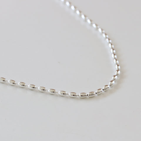 Silver Oval Ball Chain Necklace