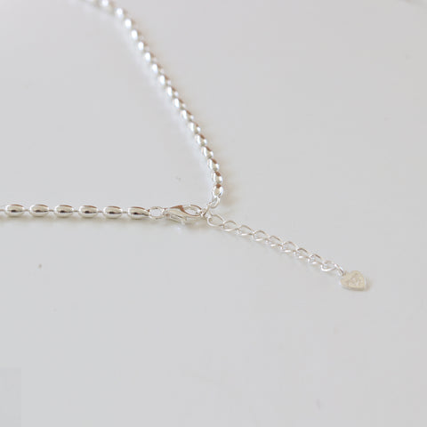 Silver Oval Ball Chain Necklace